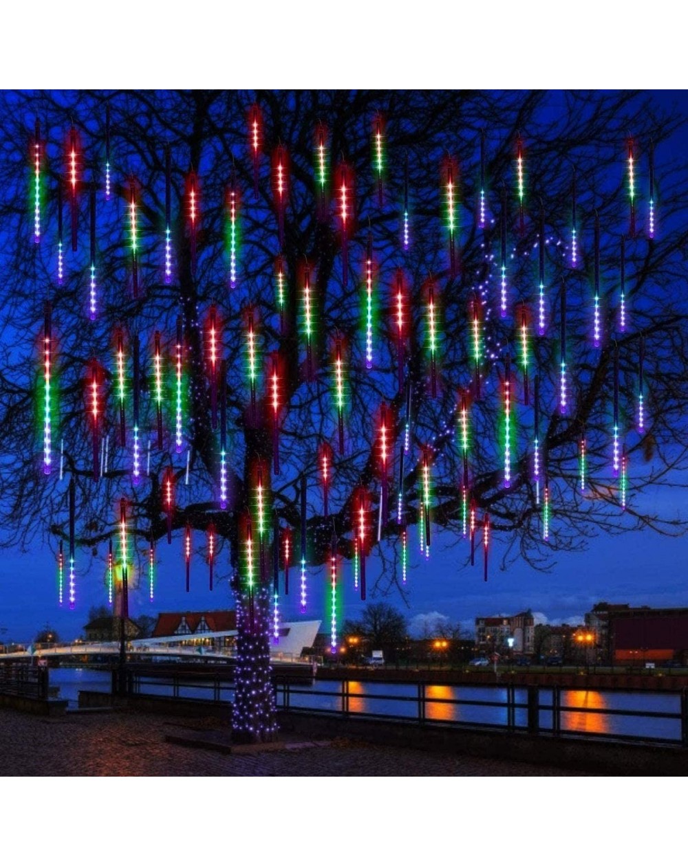 Outdoor String Lights Christmas Rain Lights Meteor Shower Rain Lights Waterproof 12 inch 8 Tubes 288 LED Falling Raindrop Lig...