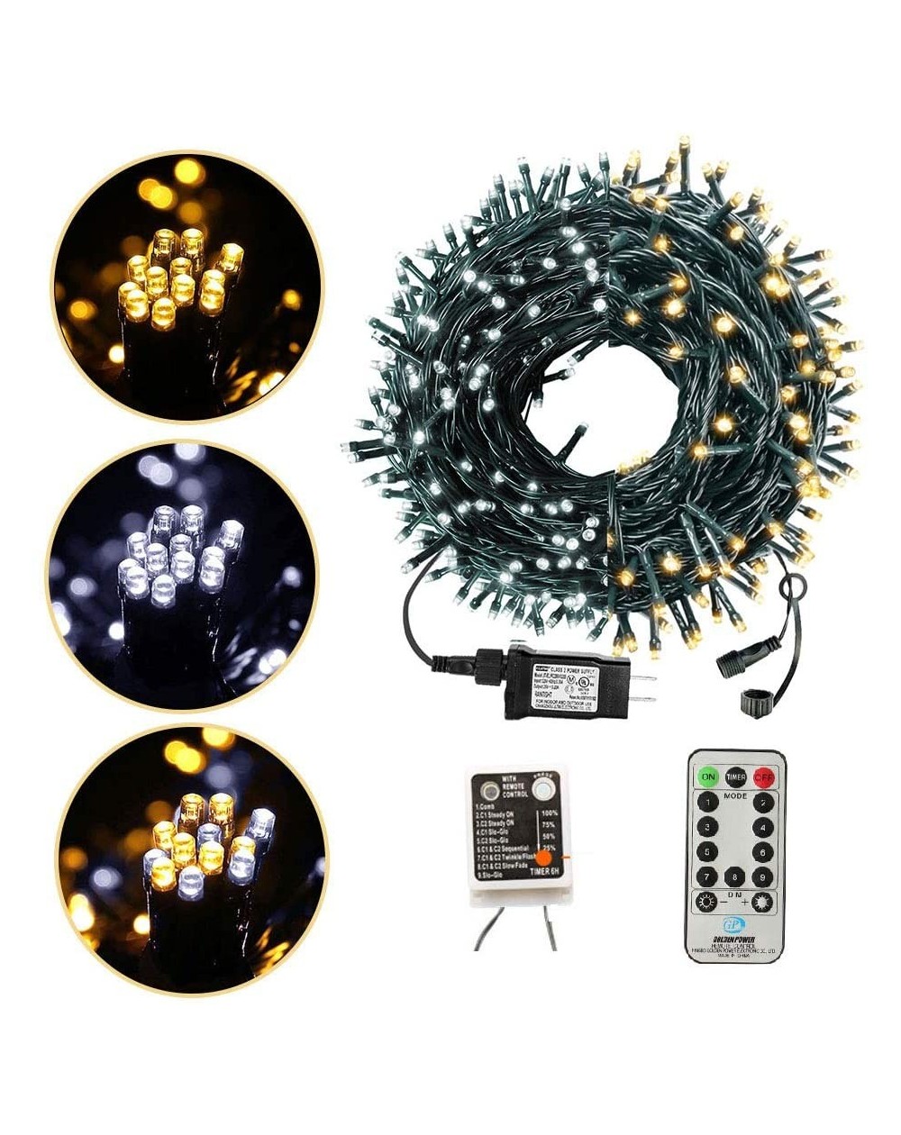 Indoor String Lights 82FT 200 LED Christmas Lights Outdoor Color Changing Christmas Tree Lights- End-to-End Plug 9 Modes Fair...