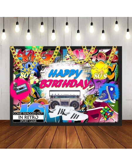 Photobooth Props Retro Hip Pop Happy Birthday Backdrop Urban Graffiti 80s 90s Theme Party Photography Background Personalized...