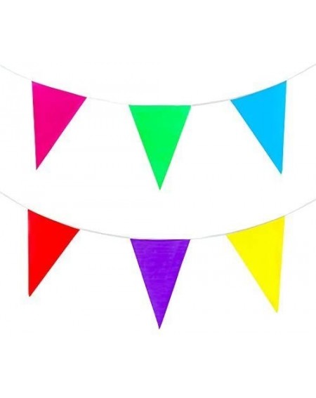 Banners & Garlands 100 Foot Long Multicolored Plastic Pennant Party Rainbow String Curtain Banner for Decorations- Birthdays-...