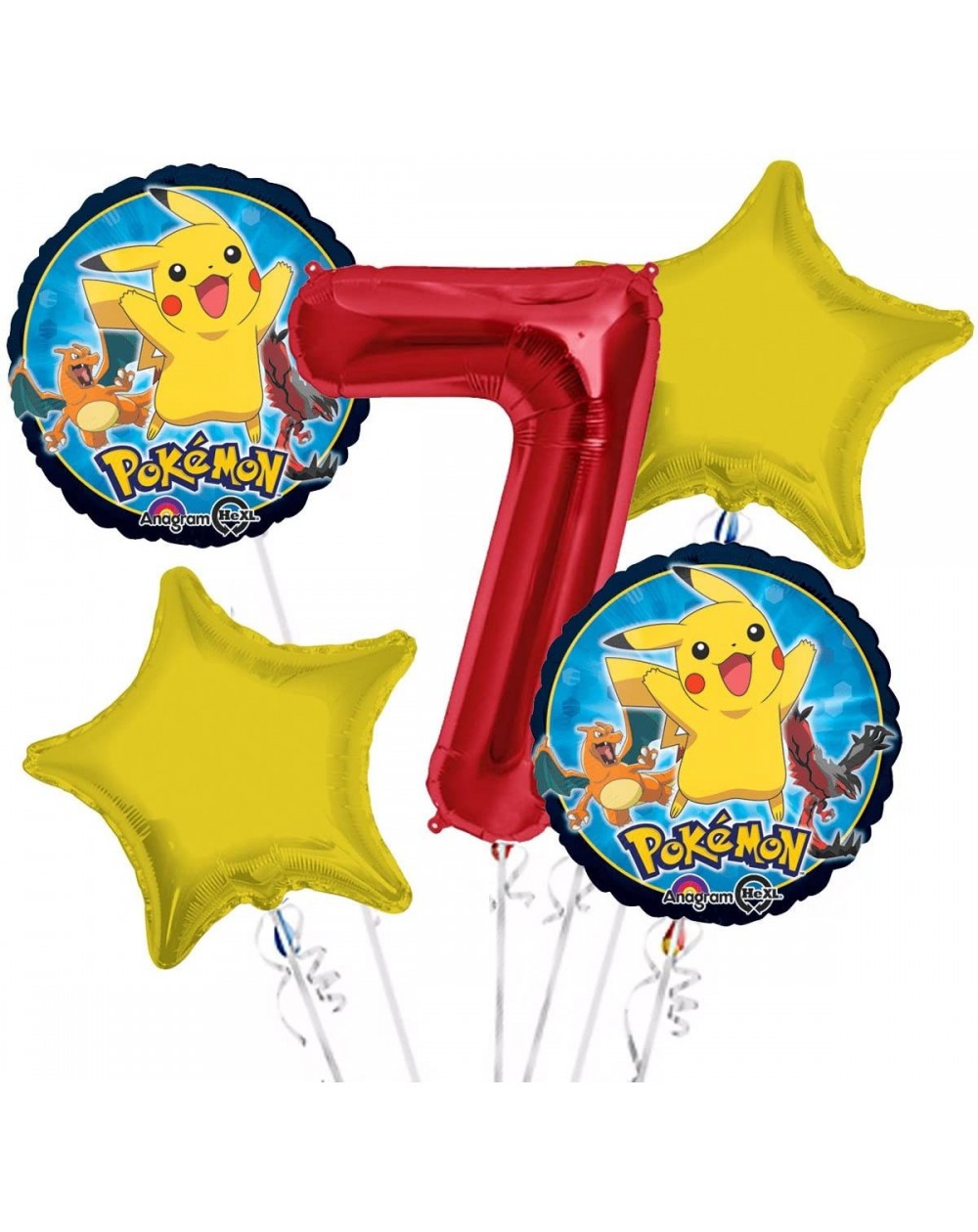 Balloons Pokemon Balloon Bouquet 7th Birthday 5 pcs - Party Supplies - C2182HOZ2WQ $15.61