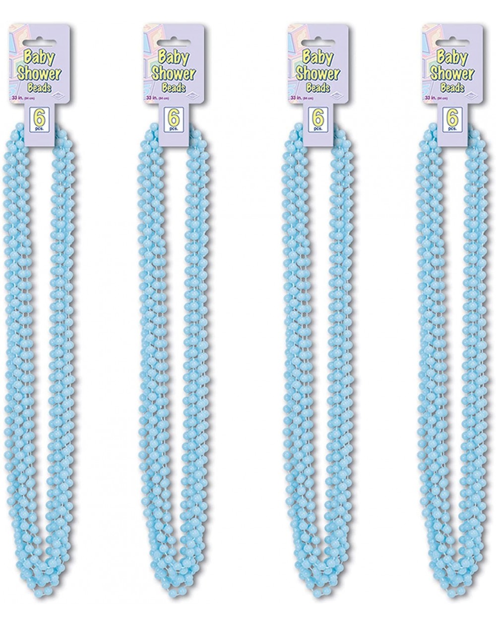 Favors 24 Piece Baby Shower Beads- 33" (Light Blue) - C61876KYW9Z $14.07