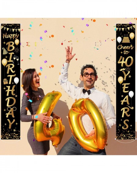 Banners & Garlands 2 Pieces 40th Birthday Party Decorations Cheers to 40 Years Banner 40th Party Decorations Welcome Porch Si...