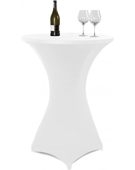 Tablecovers 30 Inch Diameter Round Stretch Cocktail Table Cover-White Spandex Highboy Cocktail Table Cover- Round Tablecloth ...