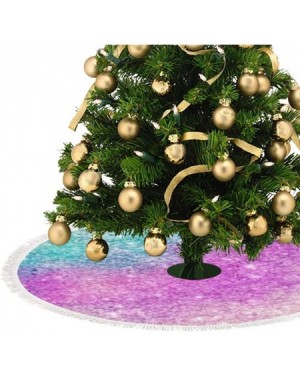 Tree Skirts 30" Christmas Tree Skirt Cool Girly Pastel Glitter Pink Turquoise Nebula Rustic Xmas Tree Decorations Skirts Holi...