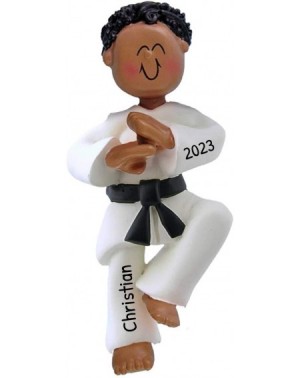 Ornaments Personalized Karate Boy Christmas Tree Ornament 2020 - African-American Man Athlete Belt in Pose School Taekwondo J...