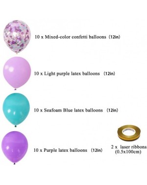 Balloons Mermaid Balloons 40 Pack- 12 Inch Light Dark Purple Seafoam Blue Latex Balloons with Confetti Balloon for Unicorn Pa...