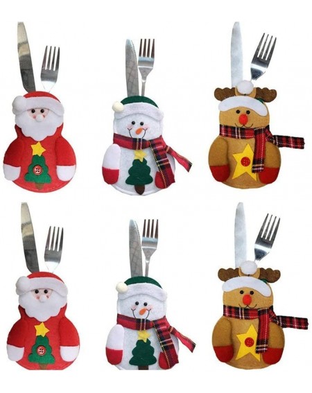 Ornaments Kitchen Suit Silverware Holders Pockets Knifes Forks Bag Snowman Santa Claus Elk Christmas Party Decoration for Chi...