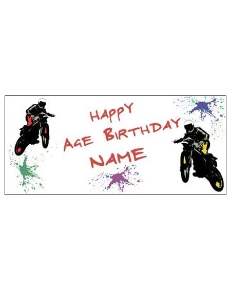 Confetti PERSONALIZED EXTREME MOTORCYCLE BANNER (18" x 40") - Banner - C3121XBW3BF $49.16