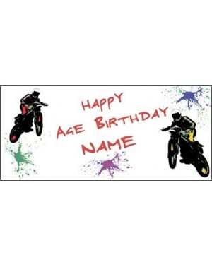 Confetti PERSONALIZED EXTREME MOTORCYCLE BANNER (18" x 40") - Banner - C3121XBW3BF $21.99
