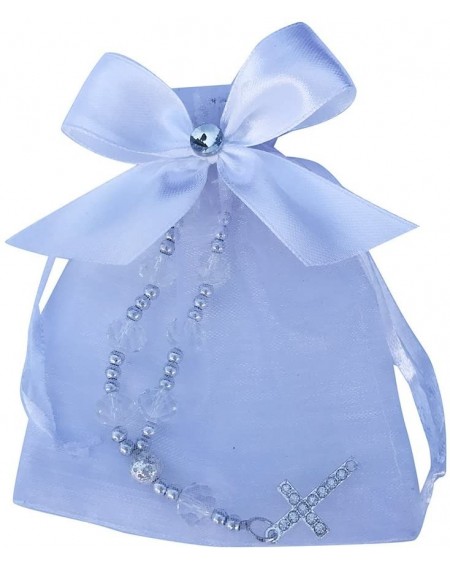 Favors 12 Pcs Clear Crystal Rosary Bracelet Rhinestone Cross with Decorated Pouches - Baptism Favor/Wedding Favor/First Commu...