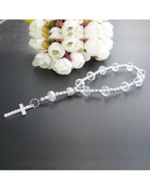 Favors 12 Pcs Clear Crystal Rosary Bracelet Rhinestone Cross with Decorated Pouches - Baptism Favor/Wedding Favor/First Commu...