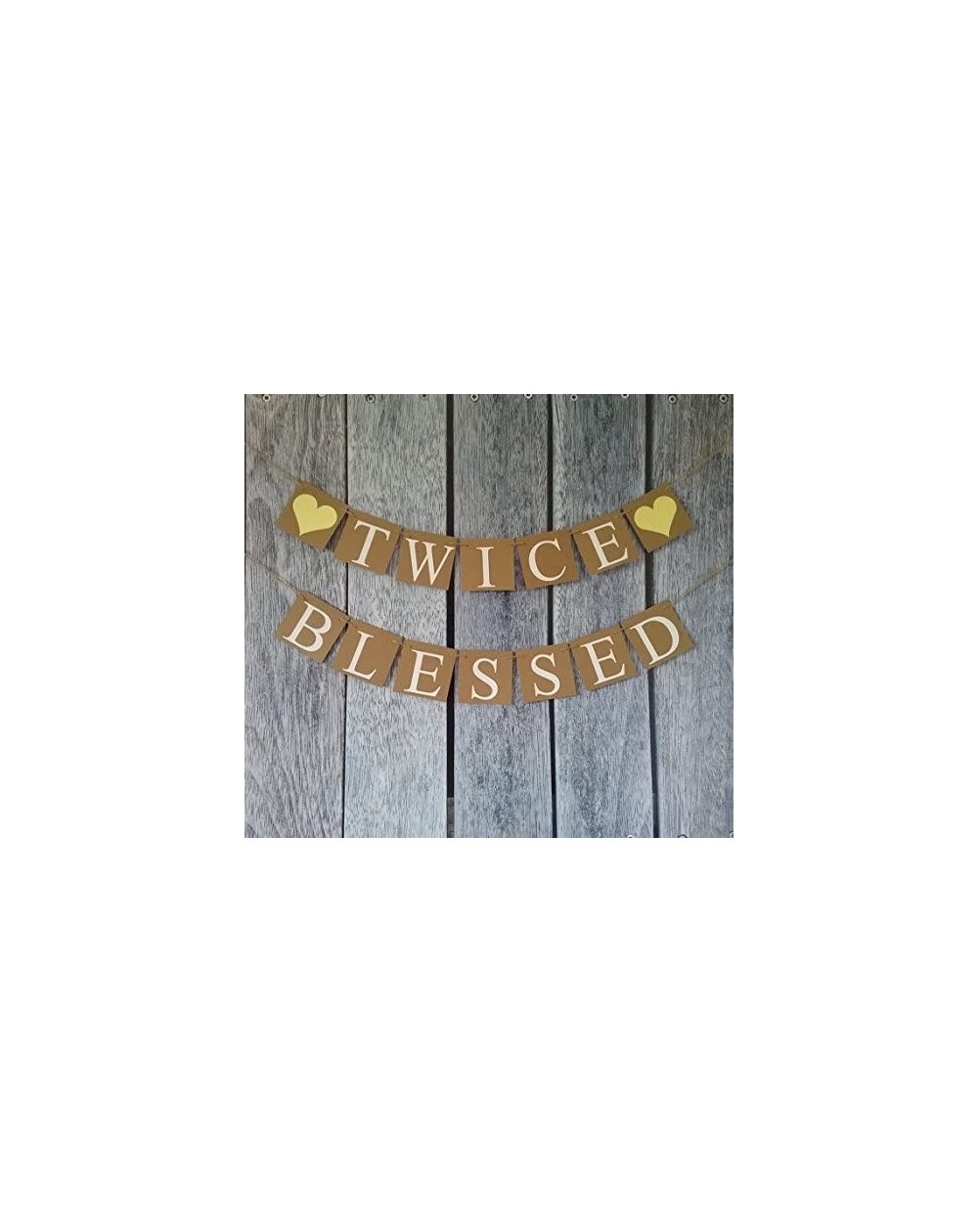 Banners Twice Blessed Banner- Twins Banners- Twins Baby Shower Decorations - C3189NW6N9H $8.66