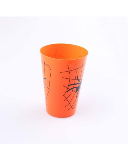 Party Tableware 12 Ounce Reusable Plastic Kids Cups Halloween Party Set of 24 Black Pumpkin Design (Orange spider) - Orange s...