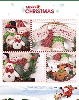 Wreaths 12.6" Christmas Wreaths for Front Door Window Wall- Cute Snowman Plush Figurine Doll Small Grapevine Wreath Indoor Wi...