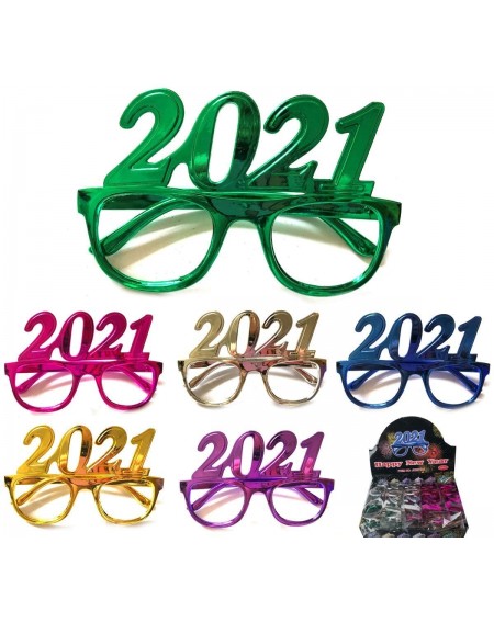 Favors Pack of 12 Novelty Happy 2021 New Year's Eve Props Party Favor Shining Plastic Flame Glasses - CS18YAO7SRG $17.28