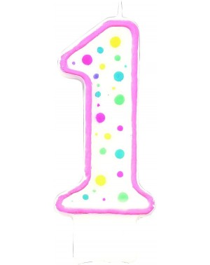 Cake Decorating Supplies Polka Dot Numeral Candle- 3-Inch by 1.5-Inch- No. 1 Pink- 1-Pack - C51151VCNKF $8.05