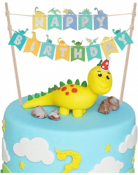 Cake & Cupcake Toppers Dinosaur Happy Birthday Cake Bunting Banner Topper - Perfect for Baby Shower Kids Birthday Party Gift ...