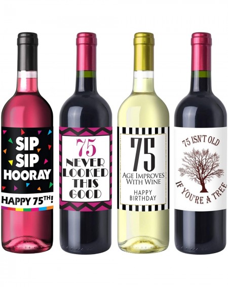 Favors Chic 75th Birthday Wine Label Pack - Birthday Party Supplies- Ideas and Decorations - Funny Birthday Gifts for Women -...