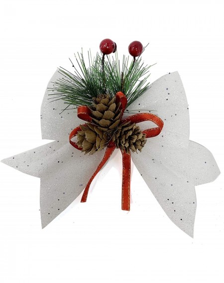 Bows & Ribbons Christmas Decorative Bows for Wreath Garland Treetopper Christmas Tree (07" Med White 4-PK)-XBW93051 - White -...