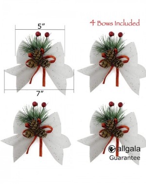 Bows & Ribbons Christmas Decorative Bows for Wreath Garland Treetopper Christmas Tree (07" Med White 4-PK)-XBW93051 - White -...