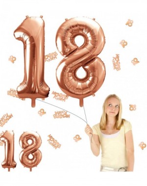 Balloons 40 Inch Gold Number Jumbo Foil Balloons + 16 Inch Gold Number Foil Balloons + Happy Birthday Number Table Confetti- ...
