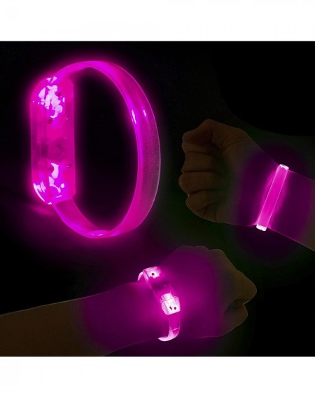 Party Favors 4 Pack LED Light Up Bracelets Pink Wristbands for Concerts- Festivals- Sports- Parties- Night Events - Pink - CJ...