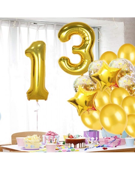 Balloons Sweet 13th Birthday Decorations Party Supplies-Gold Number 13 Balloons-13th Foil Mylar Balloons Latex Balloon Decora...