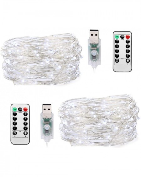 Indoor String Lights 2 Pack 33ft 100 LED Copper Wire String Lights Fairy String Lights 8 Modes LED String Lights USB Powered ...