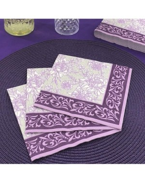 Tableware Decorative Pattern Paper Lunch Napkins - Purple Petal Pride- 20 Count- 6.5 inch - Purple Petal Pride - CC1864HO4M0 ...