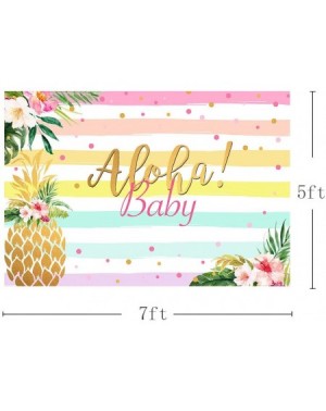 Photobooth Props Aloha Girl Baby Shower Backdrop Confetti Colorful Stripes Summer Tropical Hawaiian Luau Party Beach Seaside ...