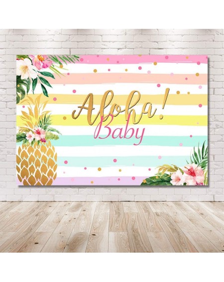 Photobooth Props Aloha Girl Baby Shower Backdrop Confetti Colorful Stripes Summer Tropical Hawaiian Luau Party Beach Seaside ...