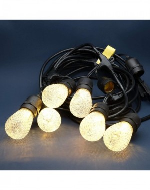 Outdoor String Lights 25 Feet 8-Light Patio String Lights- E26 Hanging Socket with Warm White S14 Faceted LED Bulbs- Heavy Du...