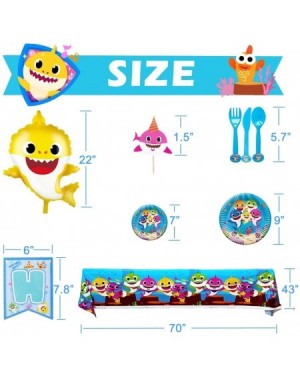Party Packs Baby Shark Party Supplies Set-159Pcs Shark Themed Birthday Decoration-Big Cake Topper-Cupcake Topper-Baby Shark B...