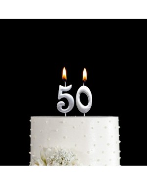 Cake Decorating Supplies Silver 50th Birthday Numeral Candle- Number 50 Cake Topper Candles Party Decoration for Women or Men...