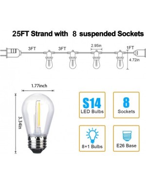 Outdoor String Lights LED Outdoor String Lights 25ft- Waterproof Backyard String Lights- Linkable ETL Approved 8 Base Sockets...