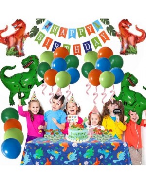 Party Packs 66PCS Upgrade Dinosaur Theme Birthday Party Decorations Happy Birthday Banner Dinosaur Cake Topper Balloons Stick...