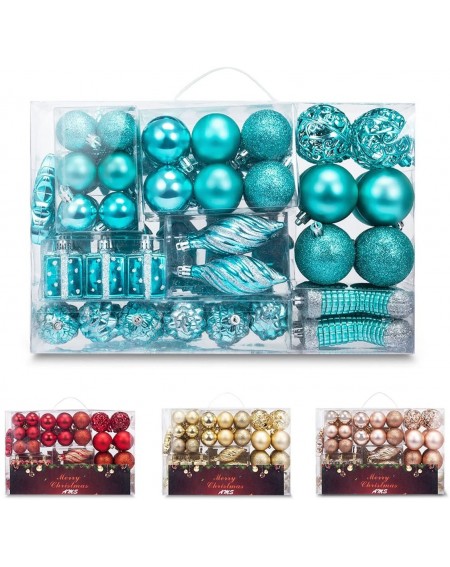 Ornaments 90ct Christmas Ball Assorted Pendant Shatterproof Ball Ornament Set Seasonal Decorations with Reusable Hand-Help Gi...