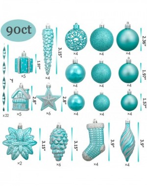 Ornaments 90ct Christmas Ball Assorted Pendant Shatterproof Ball Ornament Set Seasonal Decorations with Reusable Hand-Help Gi...