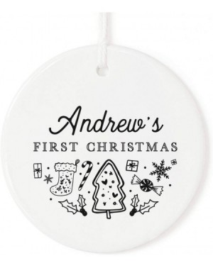 Ornaments Personalized Name First Christmas Porcelain Ceramic Christmas Ornament with Ribbon and Complimentary Gift Box - Per...