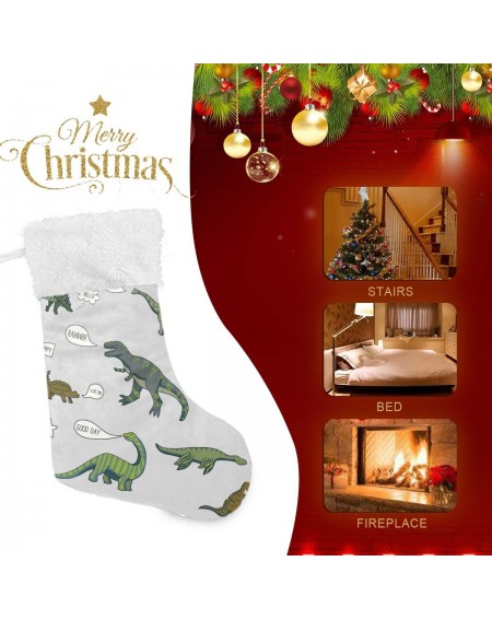 Stockings & Holders 1pc Christmas Stockings- 18 inches Burlap with Large Dinosaurs and Plush Faux Fur Cuff Stockings- for Fam...