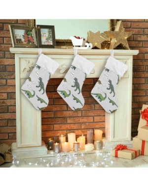 Stockings & Holders 1pc Christmas Stockings- 18 inches Burlap with Large Dinosaurs and Plush Faux Fur Cuff Stockings- for Fam...