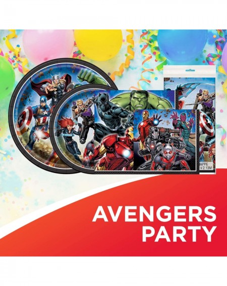 Party Packs Marvel's Avengers Movie Dinnerware Bundle Officially Licensed - Plates- Napkins- Tablecover - Great for Kids Birt...