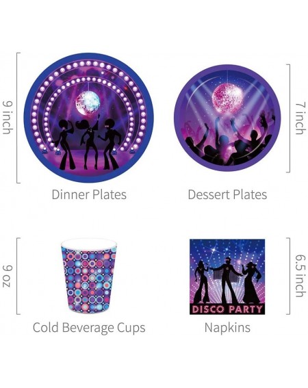 Party Packs Disco Party Supplies-50'S-60'S-70'S-80'S Birthday-Retro Party-Rock and Roll Set Includes Disposable Dinner Plates...