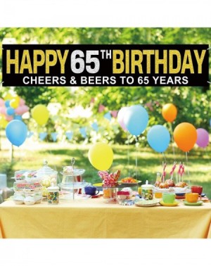 Banners Large Happy 65th Birthday Banner- Cheers & Beers to 65 Years- Birthday Hanging Banner- Celebration Flag- Birthday Par...