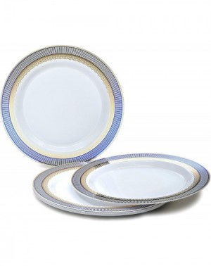 Tableware 50 Plates Pack (25 Guests)-Heavyweight Wedding Party Disposable Plastic Plate Set -25 x 10.5" Dinner + 25 x 7.5" Sa...