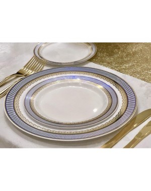 Tableware 50 Plates Pack (25 Guests)-Heavyweight Wedding Party Disposable Plastic Plate Set -25 x 10.5" Dinner + 25 x 7.5" Sa...
