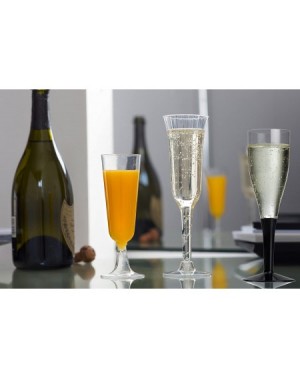 Favors Party Supplies plastic champagne flutes- 10 Count- Clear/Black - CH12JC86YWP $16.08
