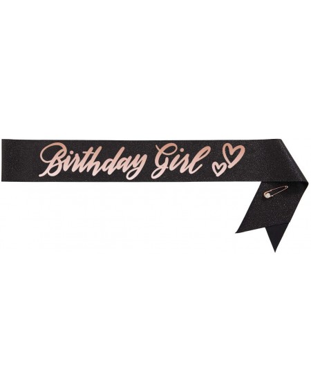 Confetti Birthday Girl Sash - Black Glitter + Rose Gold Foil - Birthday Party Decorations - 16th- 21st- 30th- 40th- 50th- Bir...