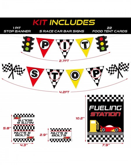 Party Favors Race Car Bar Decorations Kit Racing Bar Signs Snack Tent Cards Pit Stop Banner for Race Car Birthday Party Decor...